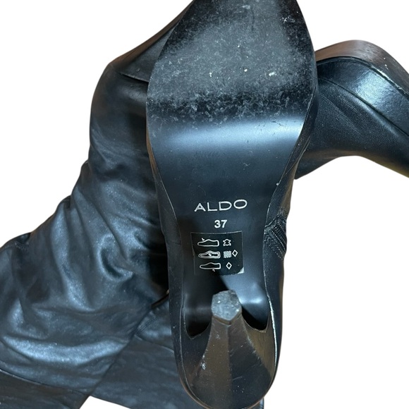 Women's 4.5 In. Stiletto Heel Black Platform Knee High‎ Boots Inside Zip Sz.37 - Picture 9 of 9